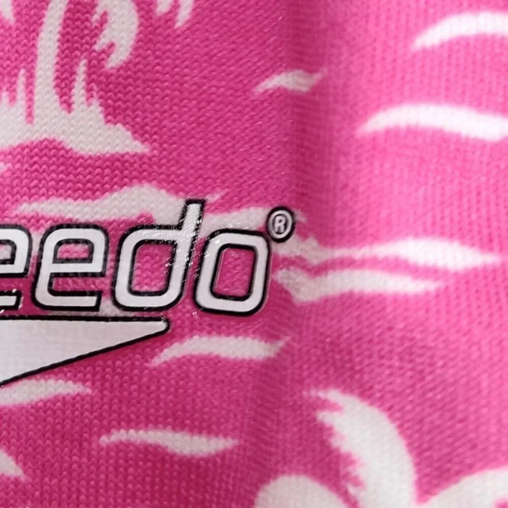 Speedo Tropical Breeze Girls Swimsuit 2 Piece Size 12 NWT Pink with White Palm